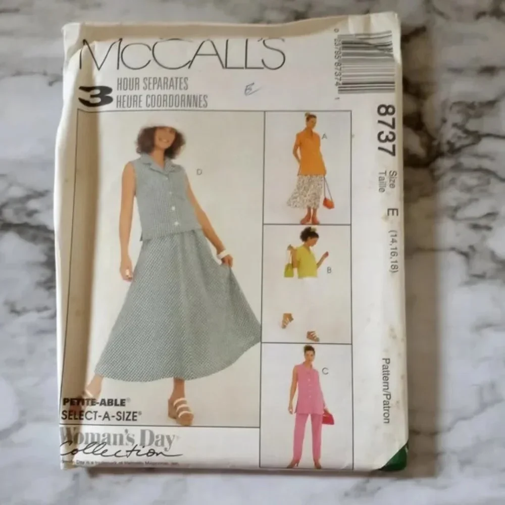 SEWING PATTERN - #8737 McCall's Sewing Top Skirt Pants 14 16 18